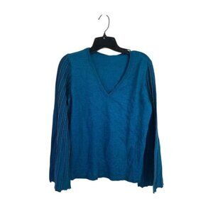 Country Club Chic Yargici Knitwear Long Sleeve Top Blue Size Medium for Women